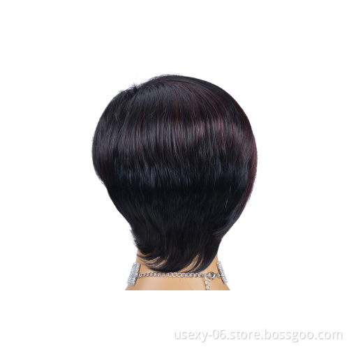 Hot Selling Short Pixie Cut Ombre Color Raw Brazilian Virgin 100% Human Hair Wigs